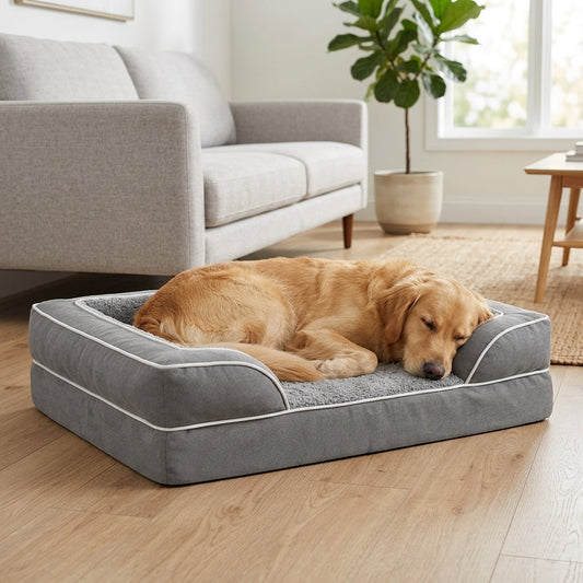 Orthopedic Extra Large Dog Bed – 44" Waterproof Washable XL Pet Bed with Egg-Crate Foam (Grey) | Snoutify