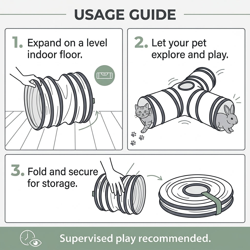 Collapsible 3-Way Cat Tunnel – White & Grey Indoor Play Tunnel with Ball Toy | Snoutify