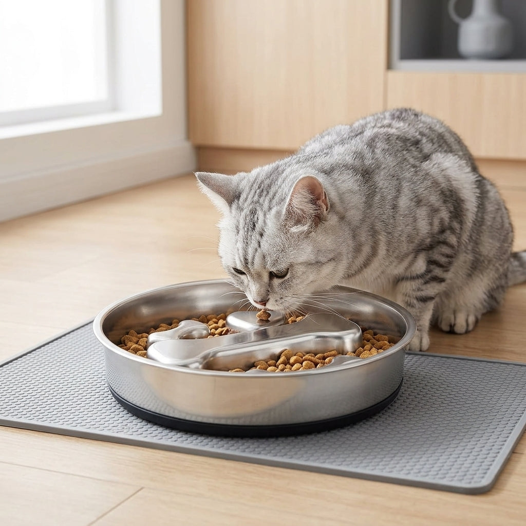 Stainless Steel Slow Feeder Bowl – 2-Cup Bone Maze Bowl for Dogs & Cats | Snoutify