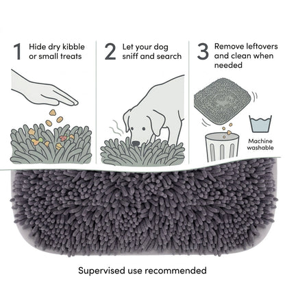 Interactive Dog Snuffle Mat – 17" × 21" Treat-Hiding Puzzle Feeding Mat (Grey) | Snoutify