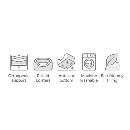 Orthopedic Rectangle Dog Bed – 30" Medium Washable Pet Bed with Raised Bolsters (Grey) | Snoutify