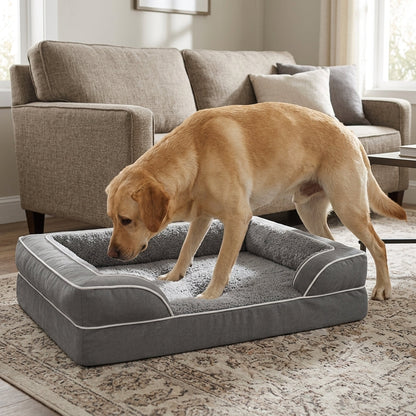 Orthopedic Extra Large Dog Bed – 44" Waterproof Washable XL Pet Bed with Egg-Crate Foam (Grey) | Snoutify