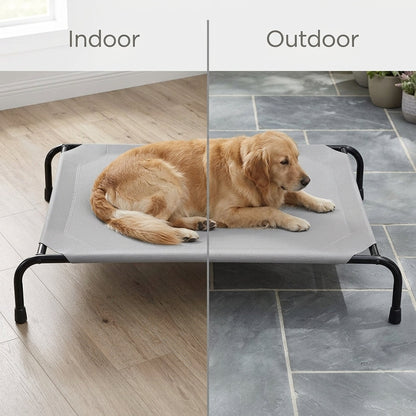 Elevated Cooling Dog Bed – 47.75" Large Outdoor & Indoor Dog Cot (Grey) | Snoutify