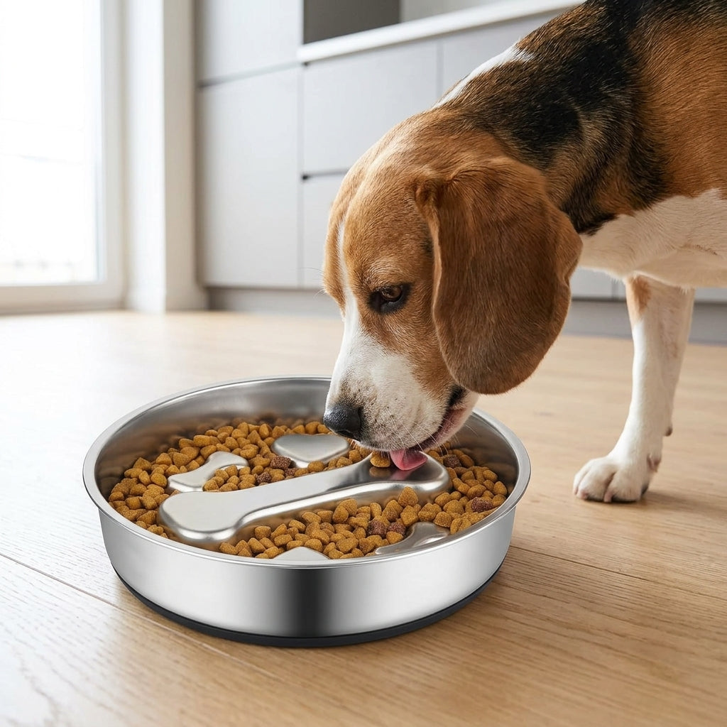 Stainless Steel Slow Feeder Bowl – 2-Cup Bone Maze Bowl for Dogs & Cats | Snoutify