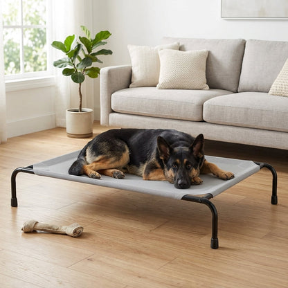 Elevated Cooling Dog Bed – 47.75" Large Outdoor & Indoor Dog Cot (Grey) | Snoutify
