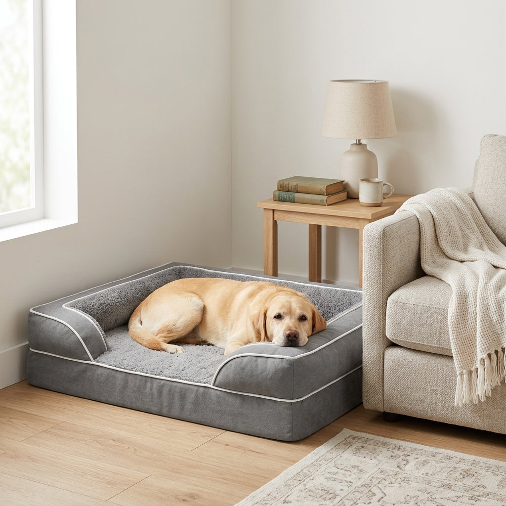 Orthopedic Extra Large Dog Bed – 44" Waterproof Washable XL Pet Bed with Egg-Crate Foam (Grey) | Snoutify
