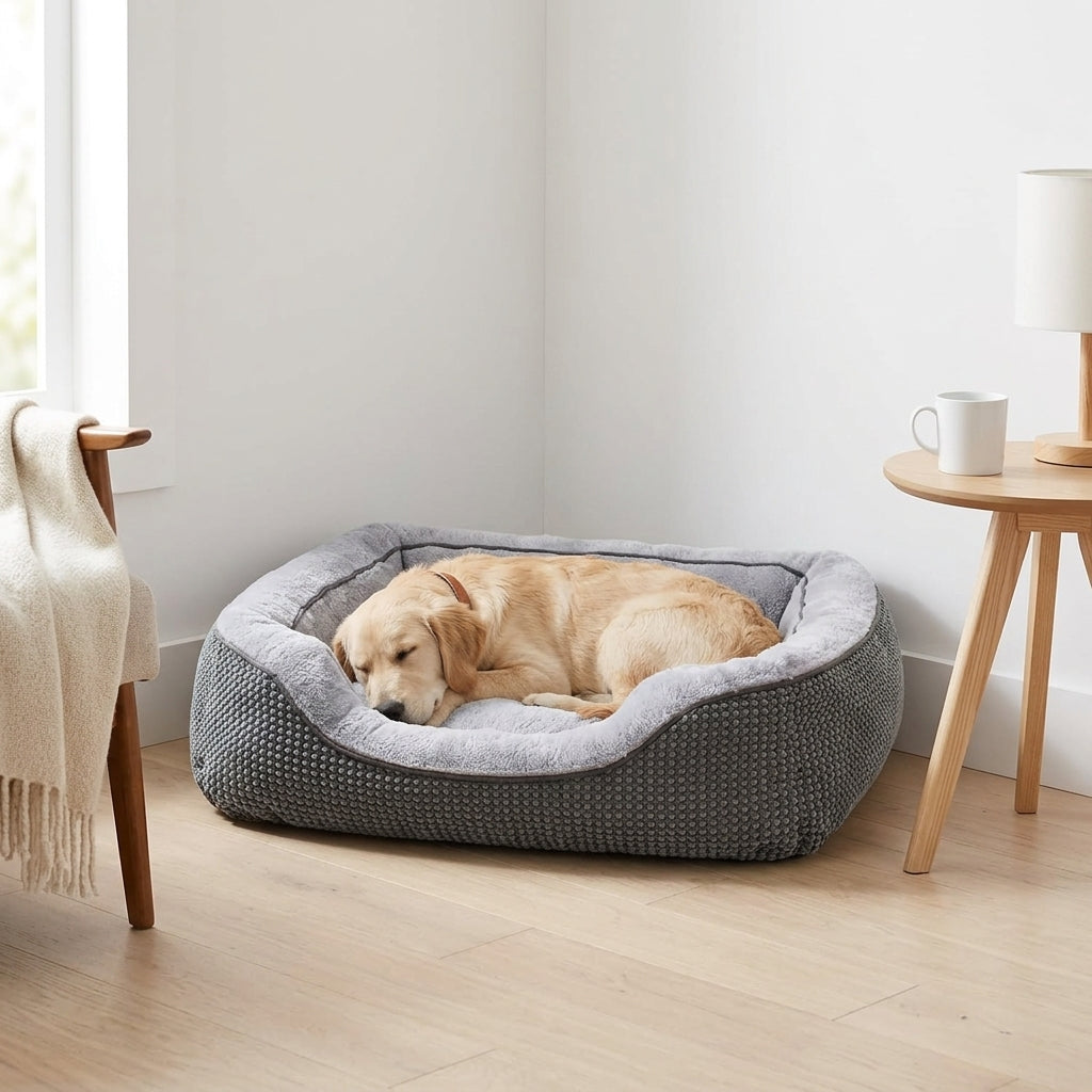 Orthopedic Rectangle Dog Bed – 30" Medium Washable Pet Bed with Raised Bolsters (Grey) | Snoutify