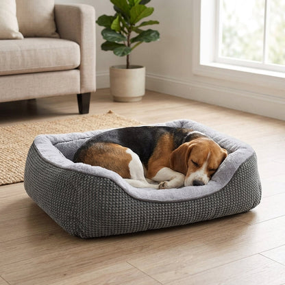 Orthopedic Rectangle Dog Bed – 30" Medium Washable Pet Bed with Raised Bolsters (Grey) | Snoutify