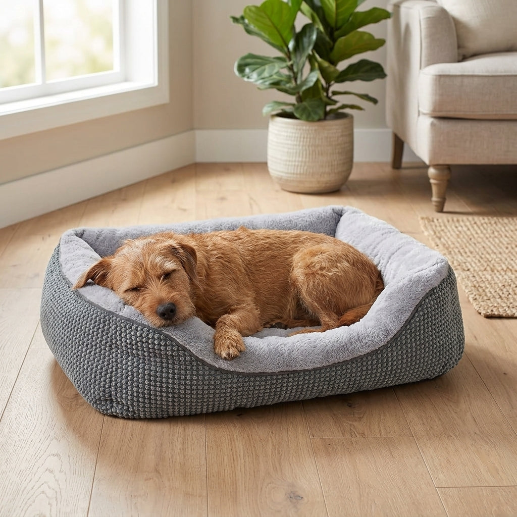 Orthopedic Rectangle Dog Bed – 30" Medium Washable Pet Bed with Raised Bolsters (Grey) | Snoutify