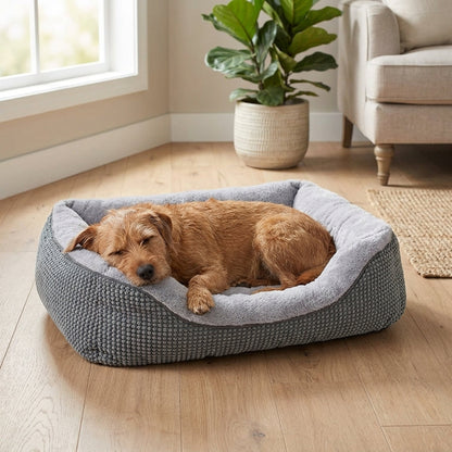 Orthopedic Rectangle Dog Bed – 30" Medium Washable Pet Bed with Raised Bolsters (Grey) | Snoutify