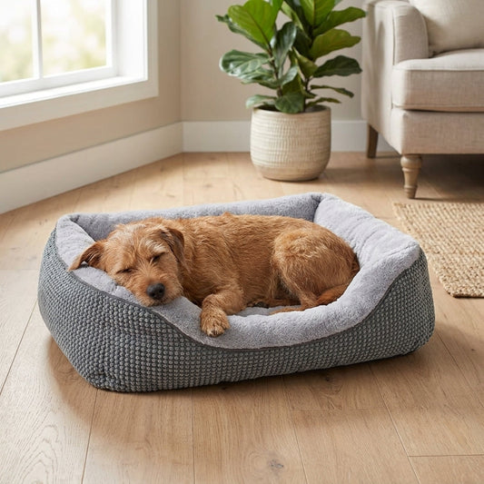 Orthopedic Rectangle Dog Bed – 30" Medium Washable Pet Bed with Raised Bolsters (Grey) | Snoutify