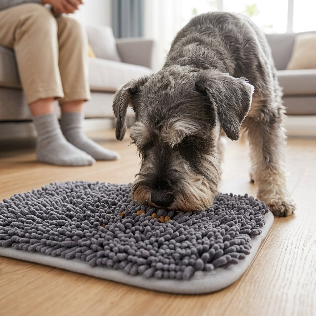 Interactive Dog Snuffle Mat – 17" × 21" Treat-Hiding Puzzle Feeding Mat (Grey) | Snoutify