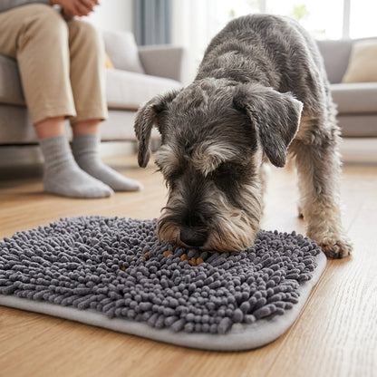Interactive Dog Snuffle Mat – 17" × 21" Treat-Hiding Puzzle Feeding Mat (Grey) | Snoutify