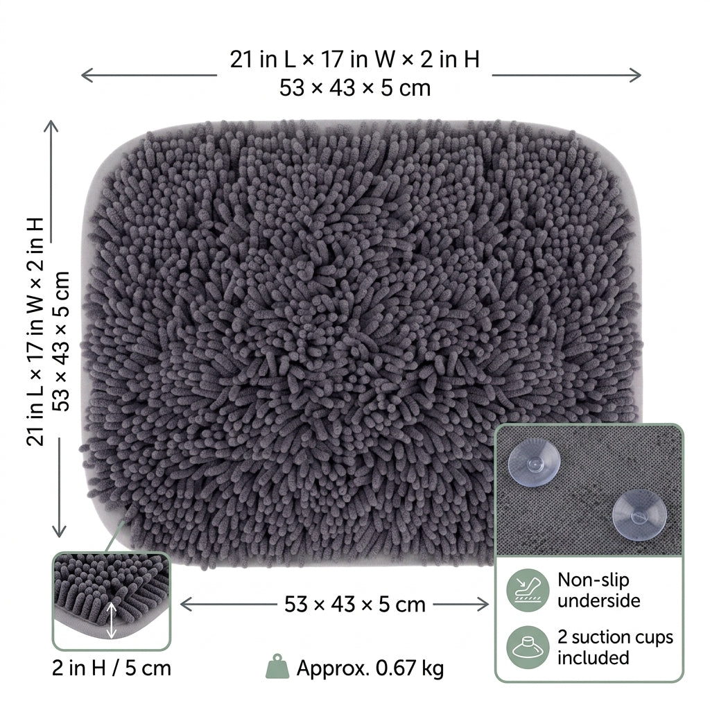 Interactive Dog Snuffle Mat – 17" × 21" Treat-Hiding Puzzle Feeding Mat (Grey) | Snoutify