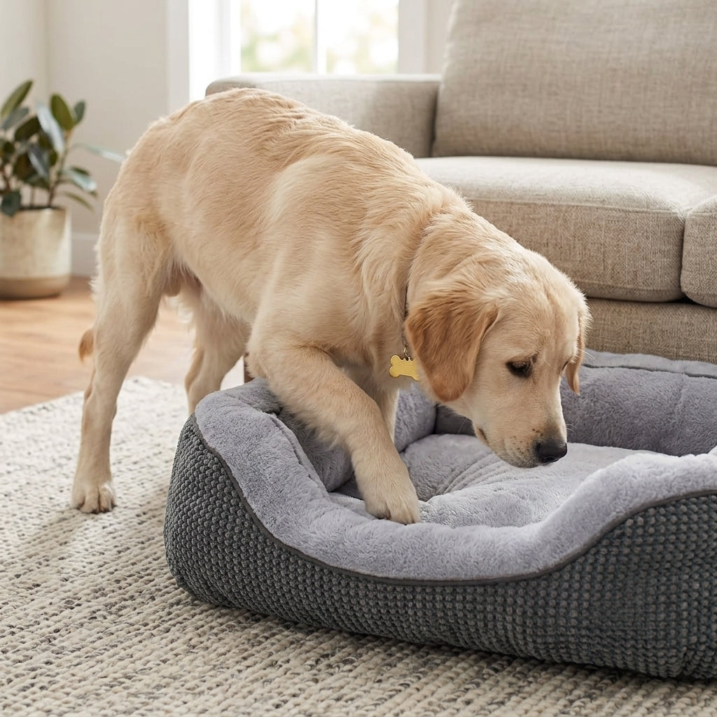 Orthopedic Rectangle Dog Bed – 30" Medium Washable Pet Bed with Raised Bolsters (Grey) | Snoutify