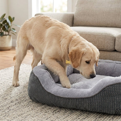 Orthopedic Rectangle Dog Bed – 30" Medium Washable Pet Bed with Raised Bolsters (Grey) | Snoutify