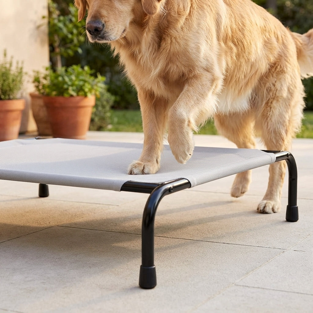 Elevated Cooling Dog Bed – 47.75" Large Outdoor & Indoor Dog Cot (Grey) | Snoutify