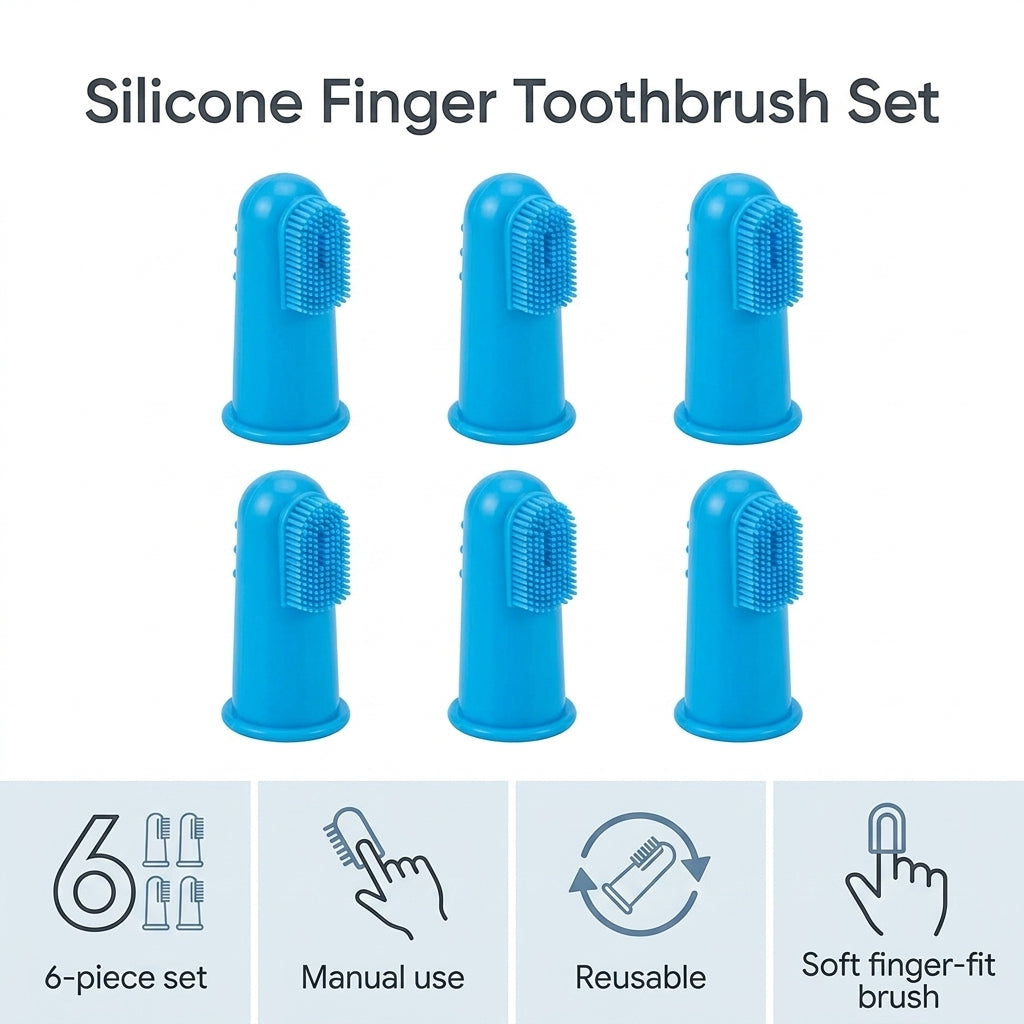 Pet Finger Toothbrush Set – 6 Ultra-Soft Manual Dental Brushes for Dogs & Cats | Snoutify