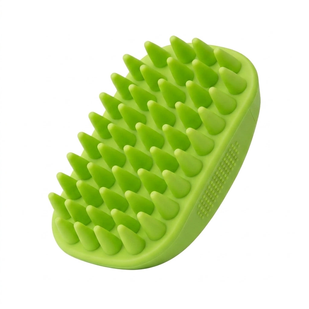 Silicone Pet Grooming Brush – Heavy-Duty Bath & Massage Brush for Dogs and Cats (Green) | Snoutify
