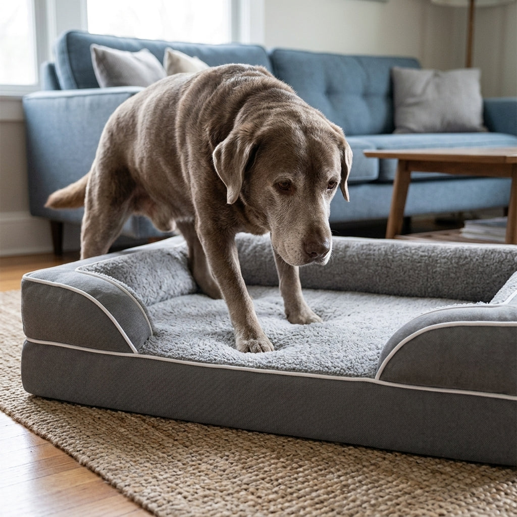 Orthopedic Extra Large Dog Bed – 44" Waterproof Washable XL Pet Bed with Egg-Crate Foam (Grey) | Snoutify