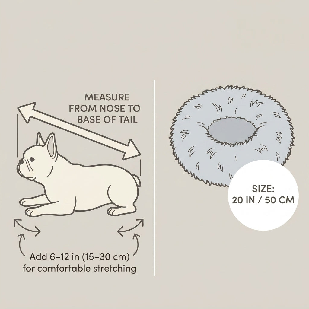 Calming Donut Pet Bed – 20" Plush Bed for Small Dogs & Cats (Light Grey) | Snoutify