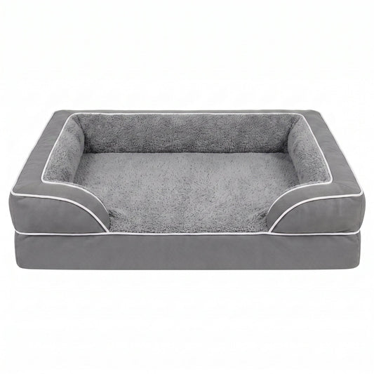 Orthopedic Extra Large Dog Bed – 44" Waterproof Washable XL Pet Bed with Egg-Crate Foam (Grey) | Snoutify