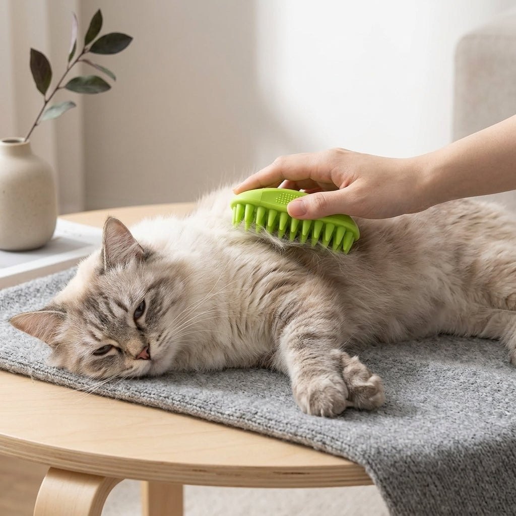 Silicone Pet Grooming Brush – Heavy-Duty Bath & Massage Brush for Dogs and Cats (Green) | Snoutify
