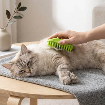Silicone Pet Grooming Brush – Heavy-Duty Bath & Massage Brush for Dogs and Cats (Green) | Snoutify
