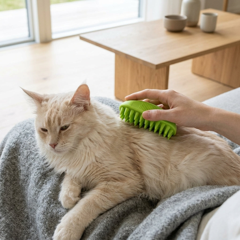 Silicone Pet Grooming Brush – Heavy-Duty Bath & Massage Brush for Dogs and Cats (Green) | Snoutify