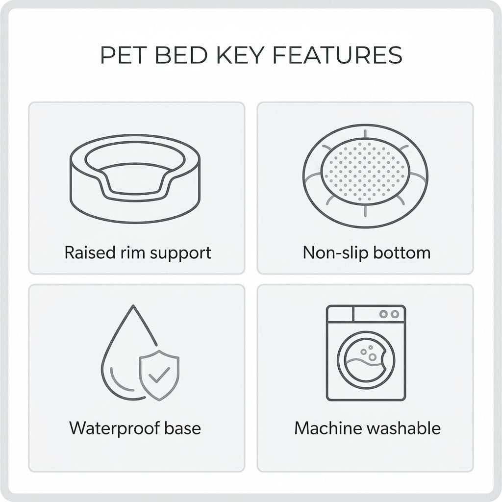Calming Donut Pet Bed – 20" Plush Bed for Small Dogs & Cats (Light Grey) | Snoutify
