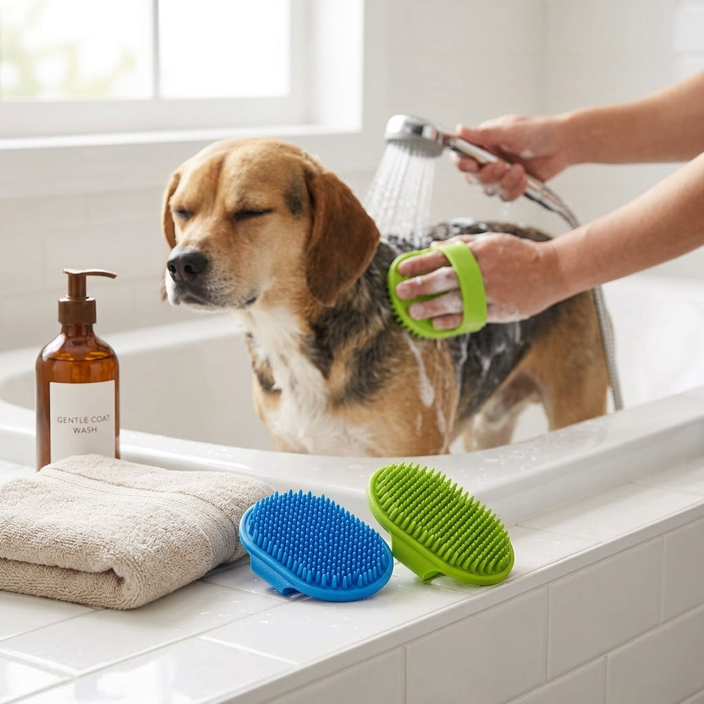 Pet Bathing & Grooming Brush Set – Soft Rubber Massage Brushes for Dogs & Cats, 2-Pack | Snoutify