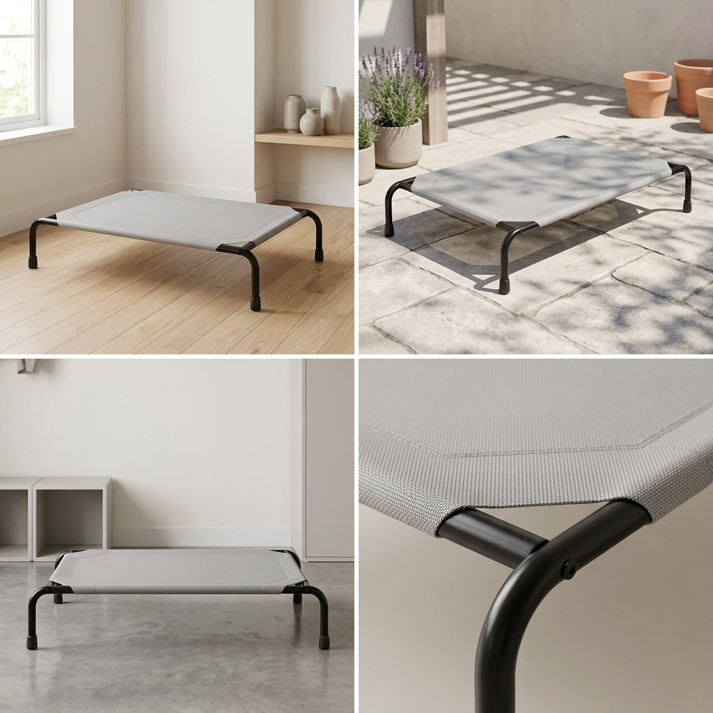 Elevated Cooling Dog Bed – 47.75" Large Outdoor & Indoor Dog Cot (Grey) | Snoutify