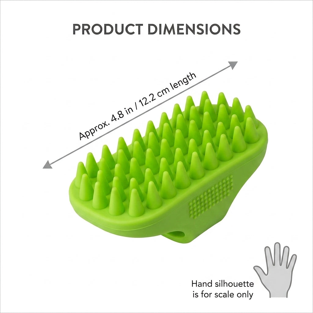 Silicone Pet Grooming Brush – Heavy-Duty Bath & Massage Brush for Dogs and Cats (Green) | Snoutify