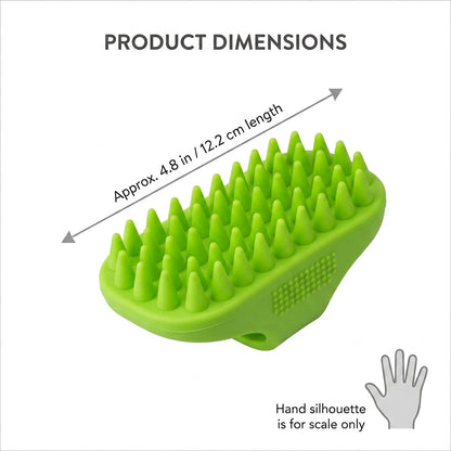 Silicone Pet Grooming Brush – Heavy-Duty Bath & Massage Brush for Dogs and Cats (Green) | Snoutify