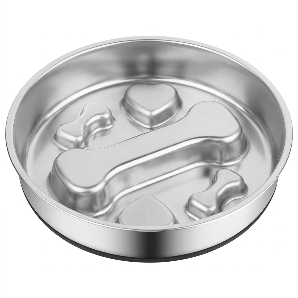 Stainless Steel Slow Feeder Bowl – 2-Cup Bone Maze Bowl for Dogs & Cats | Snoutify