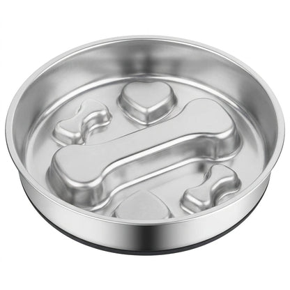 Stainless Steel Slow Feeder Bowl – 2-Cup Bone Maze Bowl for Dogs & Cats | Snoutify