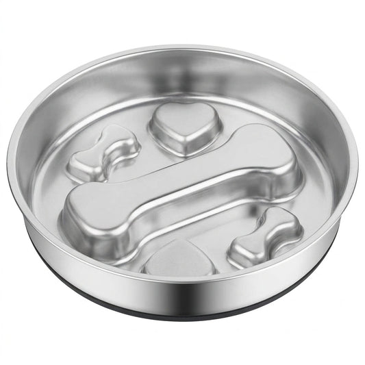 Stainless Steel Slow Feeder Bowl – 2-Cup Bone Maze Bowl for Dogs & Cats | Snoutify
